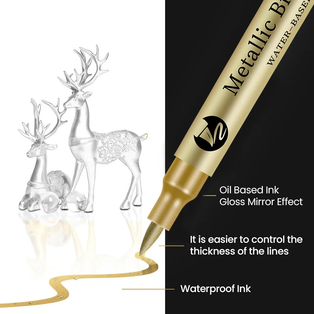 Gold & Silver Metallic Marker Pens – Waterproof Permanent Paint Metallic Paint Markers Qme