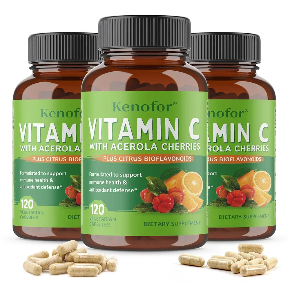VITALXTRA Vitamin C Supplement – Non-GMO Vegan Capsules Vitamin C Supplement Qst 120 count-3bottle
