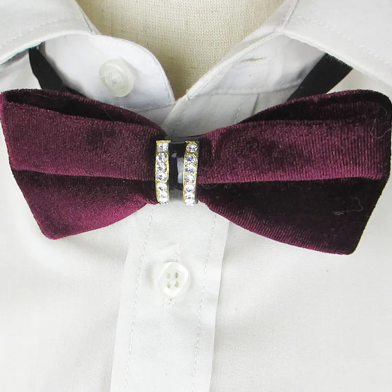 Tuxedo Bow Tie – Rhinestone, Velvet, Leather & Wood Styles Formal Bow Tie Qme color2