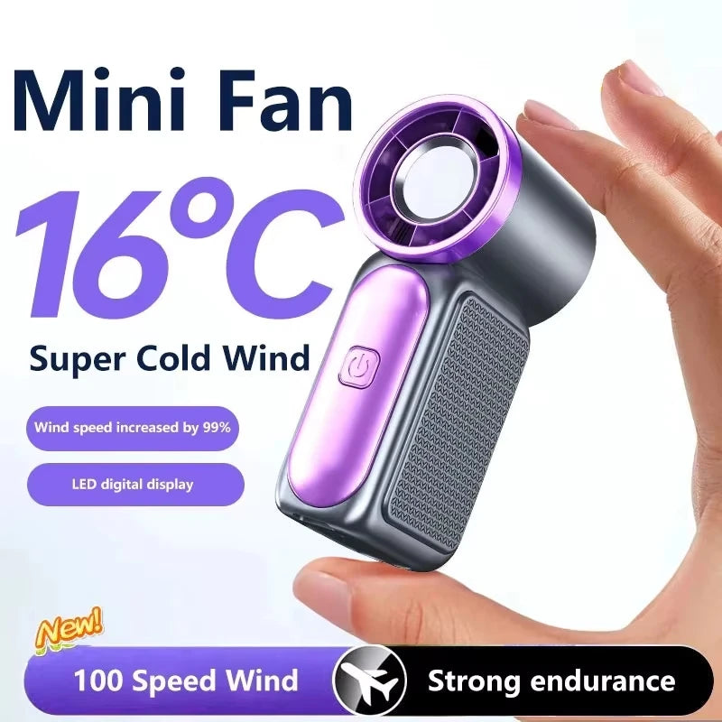 Mini Portable Handheld Fan – USB Rechargeable & Digital Display Portable Handheld Fan Qst