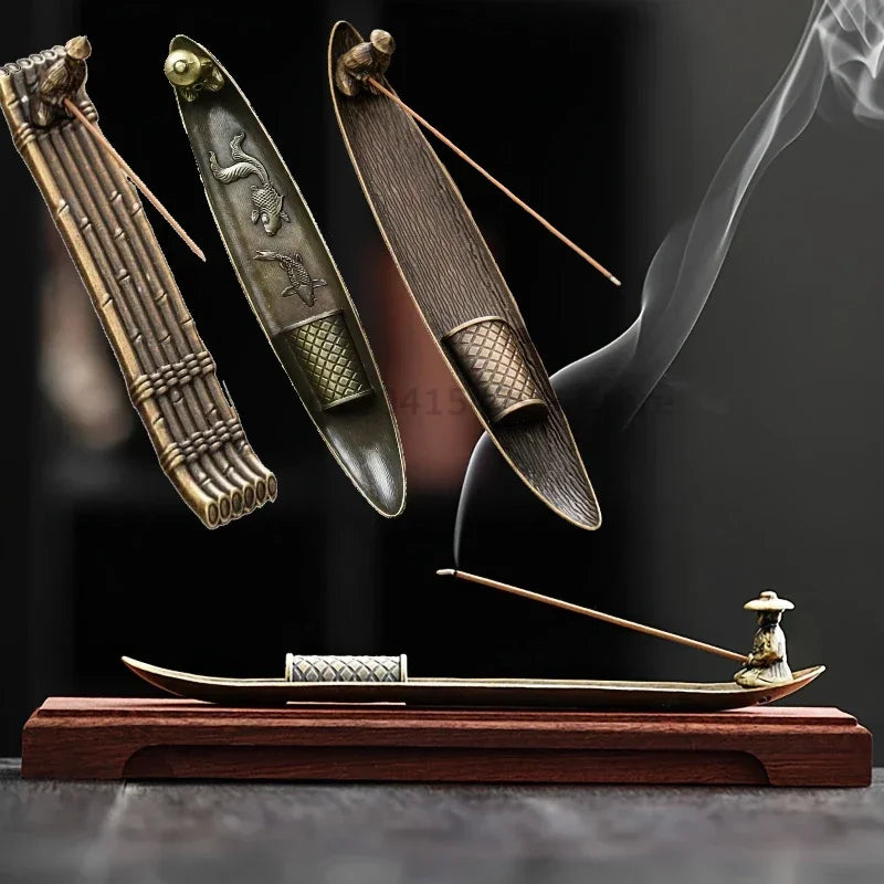 Metal Boat-Shape Incense Stick Burner | Classical Holder Incense Stick Holder Qme