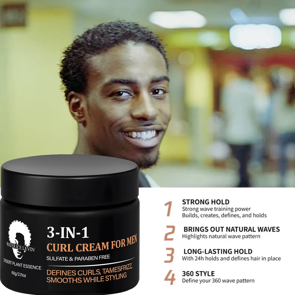Men's 3-in-1 Curl Cream | Sulfate & Paraben Free Styling Curl Styling Cream Qme