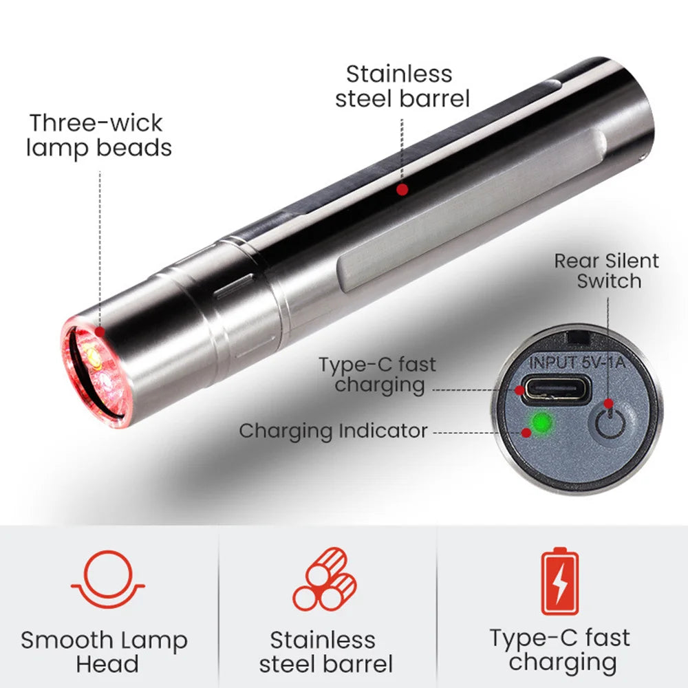 Portable Red Light Therapy Lamp 630nm 660nm 850nm USB Wand Red Light Therapy Wand Qst