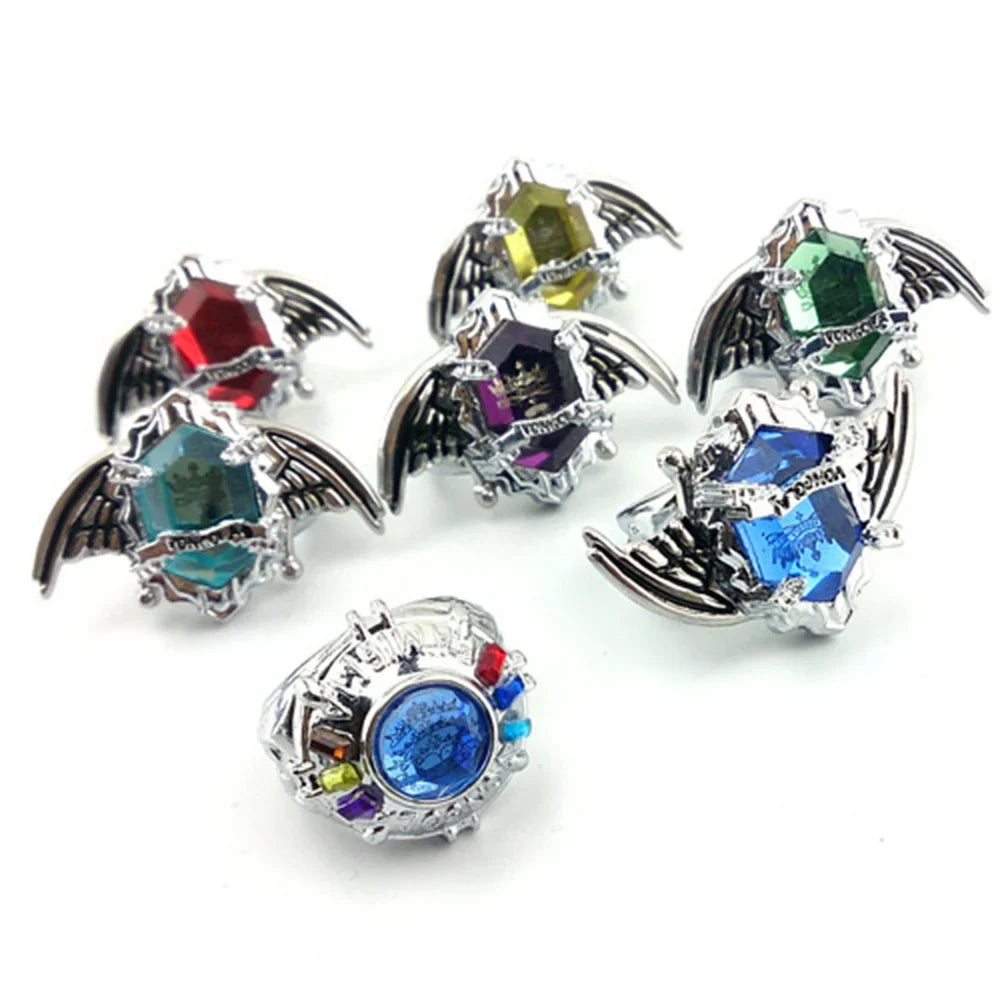 Hitman Reborn Anime Hell Ring 7-Piece Box Set | Glass Rings Anime Ring Set Qme