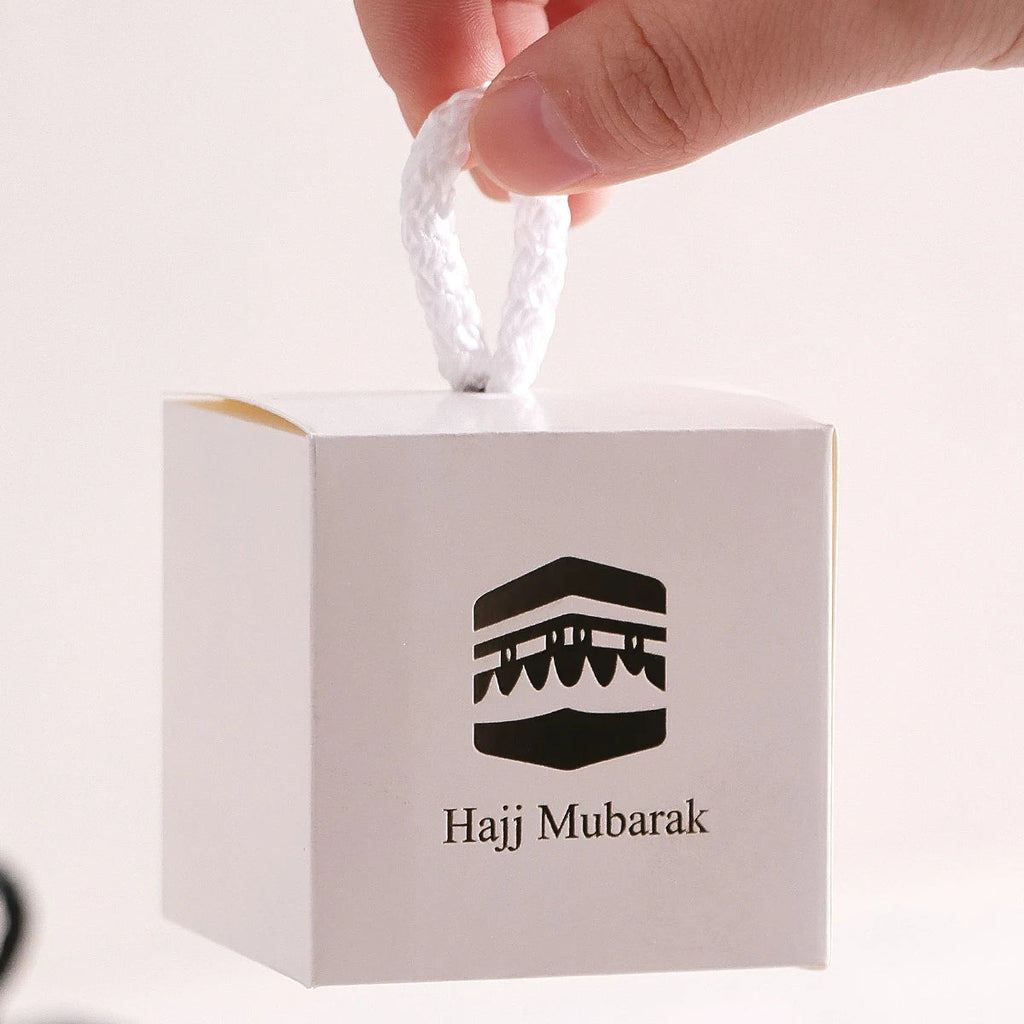 5-Pack Hajj Mubarak Sweets Gift Boxes – Gold Foil Black Gift Boxes Qme