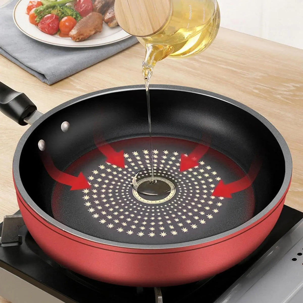 Nonstick Cast Iron Skillet with Lid – 26cm Induction Frying Pan Nonstick Frying Pan Qme