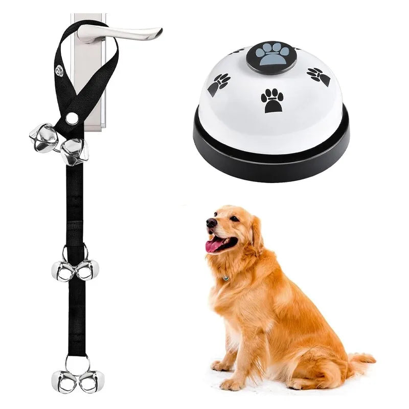 Dog Doorbell Training Bell Set – 2-Piece Stainless Steel Dog Training Bell Qme black