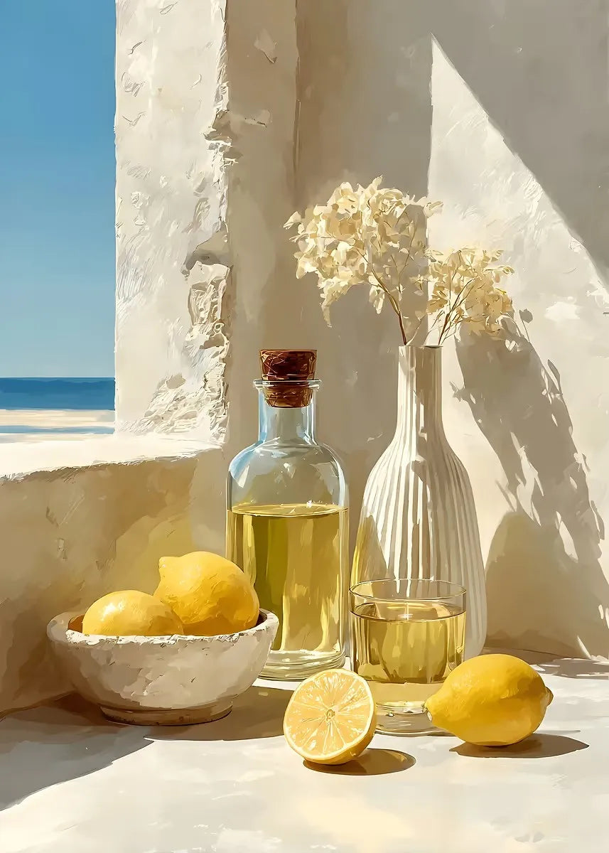 Summer Lemons & Straw Hat Canvas Wall Art – Modern Print Canvas Wall Art Qst 6 40x50cm Unframed