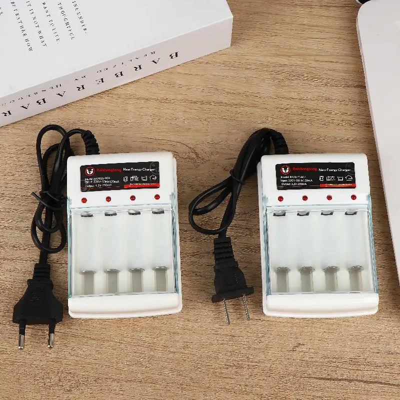 4-Slot AA AAA Battery Charger – Independent Slots, EU & US Plug Battery Charger Qme