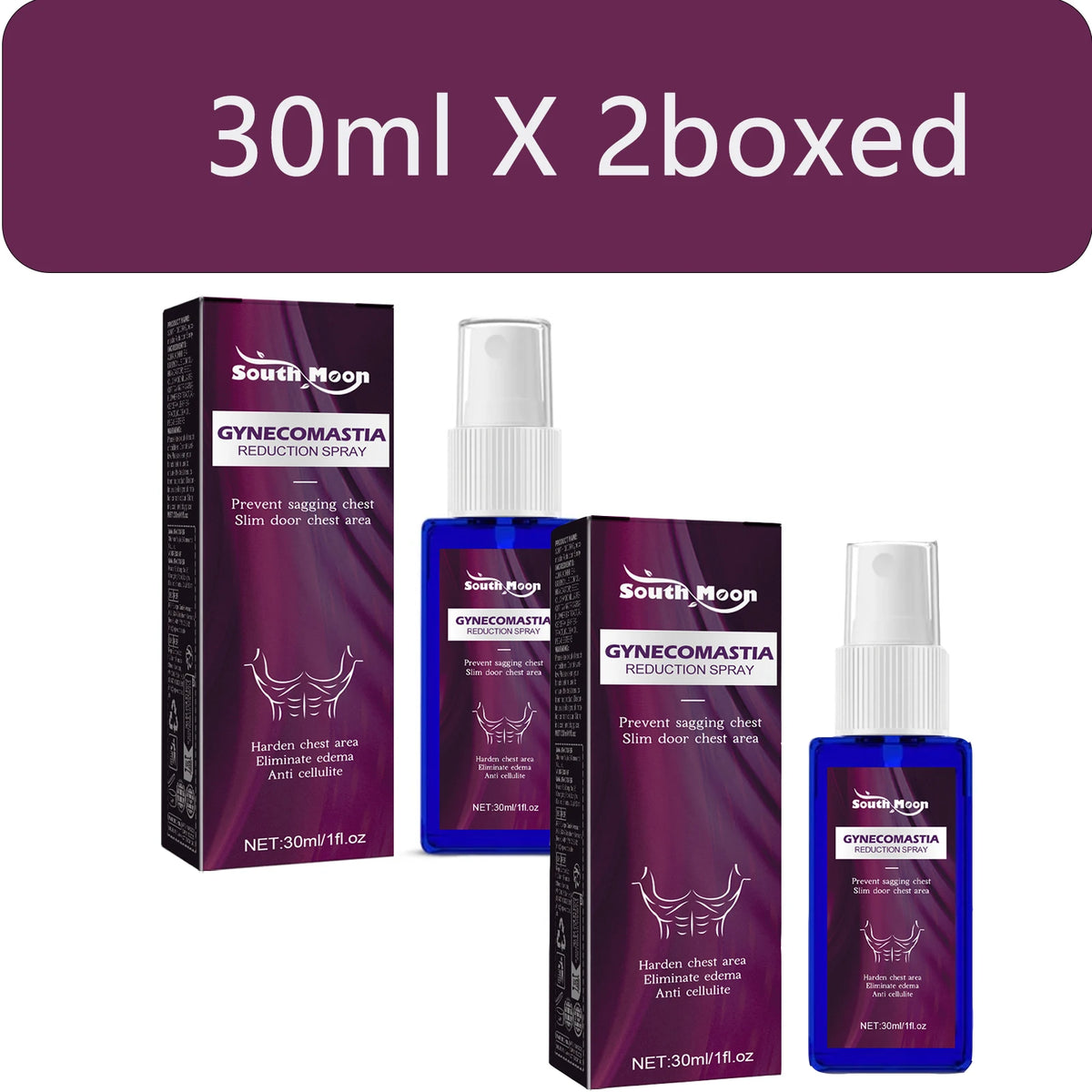 South Moon Men's Chest Sculpting Massage Spray 30ml Body Sculpting Spray Qst 30ml x 2boxed