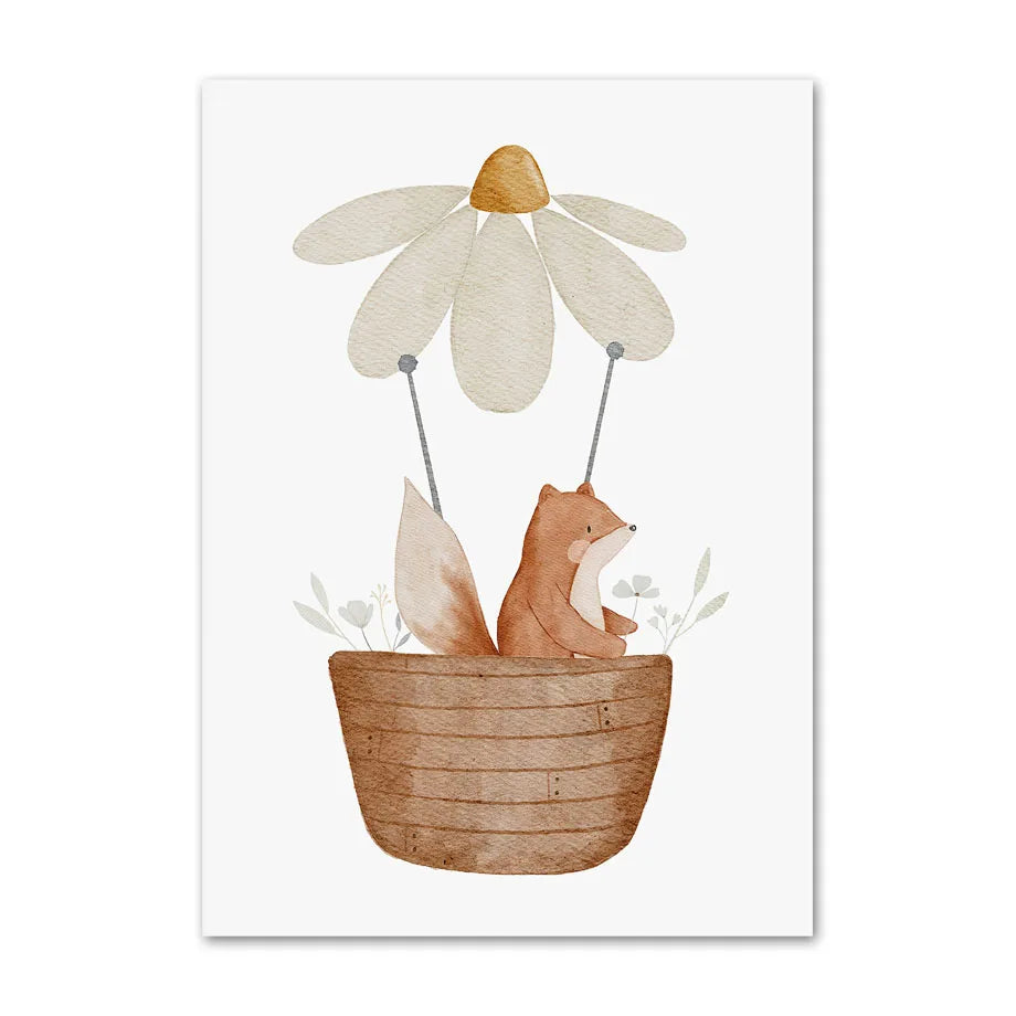 Cartoon Animal Canvas Poster – Kids & Nursery Wall Art Canvas Wall Poster Qst CJ52940 50x70cm Unframed