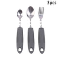 Bendable Adaptive Cutlery Set | Textured Large Handle Utensils Adaptive Cutlery Set Qme 3PCS Gray