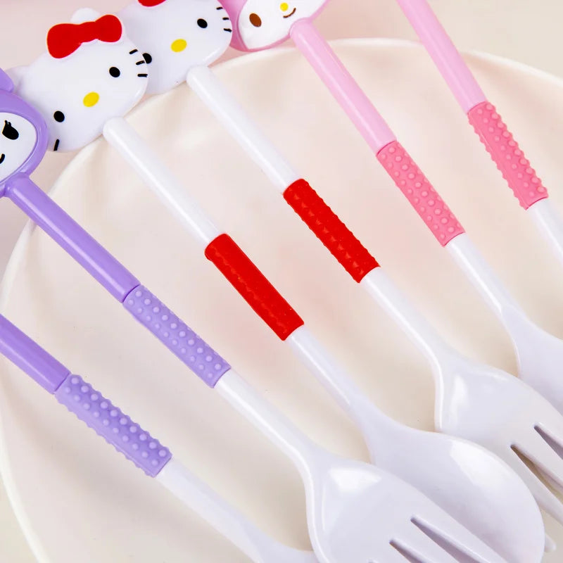 Hello Kitty Kuromi Cute Fork & Spoon Set – 5 Colors Kawaii Cutlery Set Qme