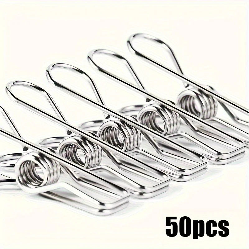 Stainless Steel Clothes Clips – Durable Metal Laundry Pegs Metal Laundry Clips Qme 50pcs
