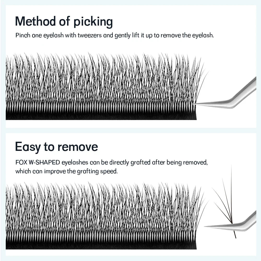 Fox Eye W-Shaped 3D 4D 5D Volume Eyelash Extensions | NATUAHANA False Eyelash Extensions Qme