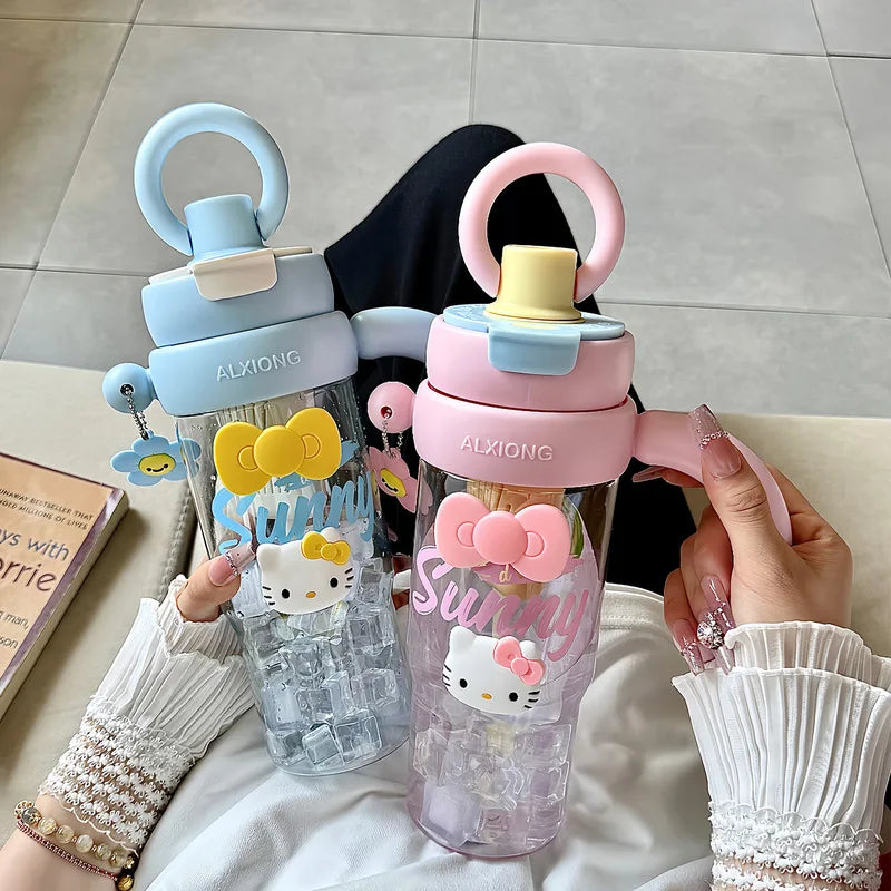 Hello Kitty Extra-Large Plastic Cup with Straw – 4 Colors Novelty Drinkware Cup Qme