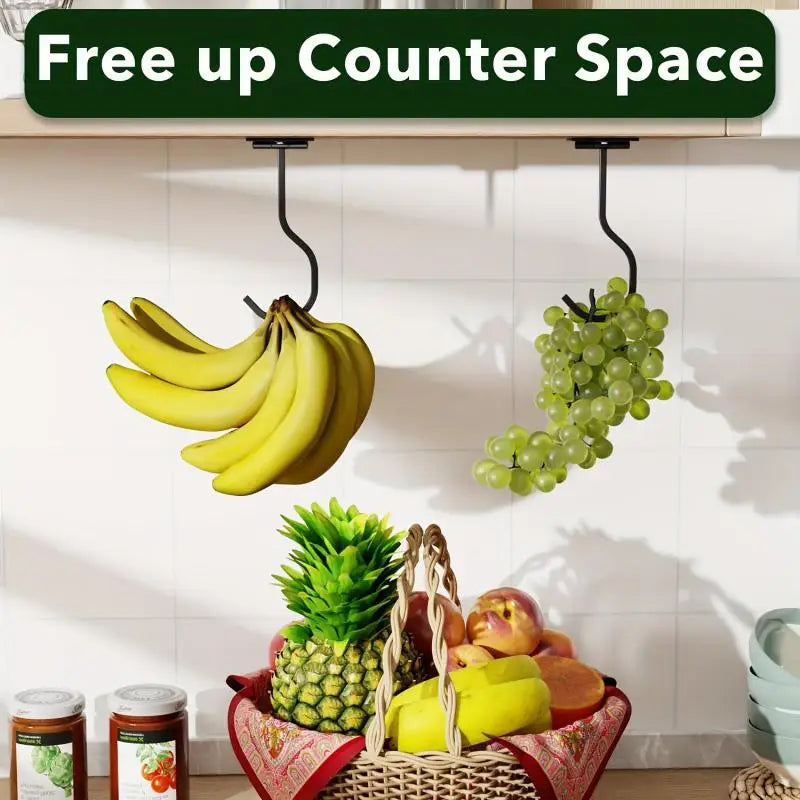 Under-Cabinet Banana Hook | Stainless Steel Screw-Mount Hanger Kitchen Cabinet Hook Qme
