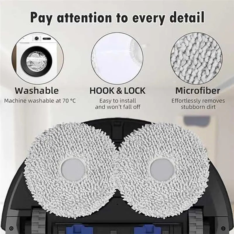 Replacement Mop Cloths for Ecovacs X5 PRO OMNI & X5 OMNI 6pk Robot Vacuum Accessory Qst