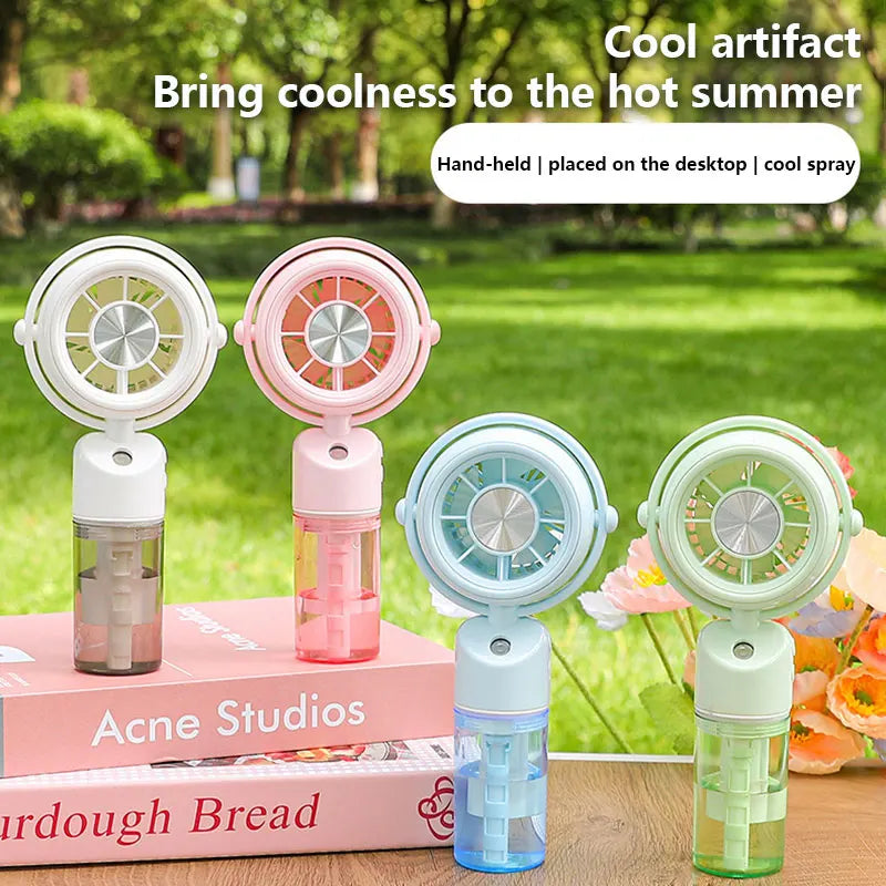 Portable Misting Handheld Fan – USB Rechargeable, 3-Speed Misting Handheld Fan Qst