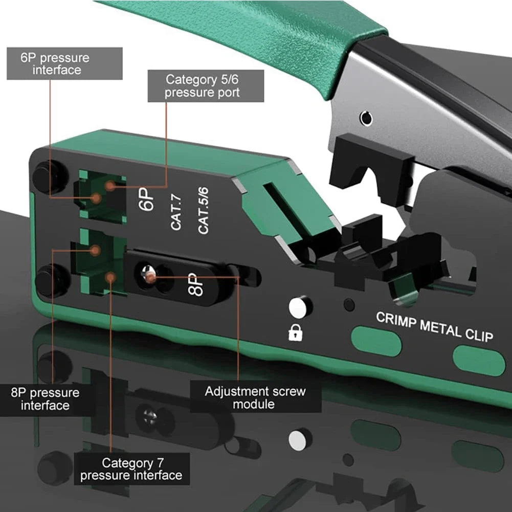 RJ45 Pass-Through Crimp Tool – Cat5 Cat6 Cat7 & RJ11 Network Crimp Tool Qme