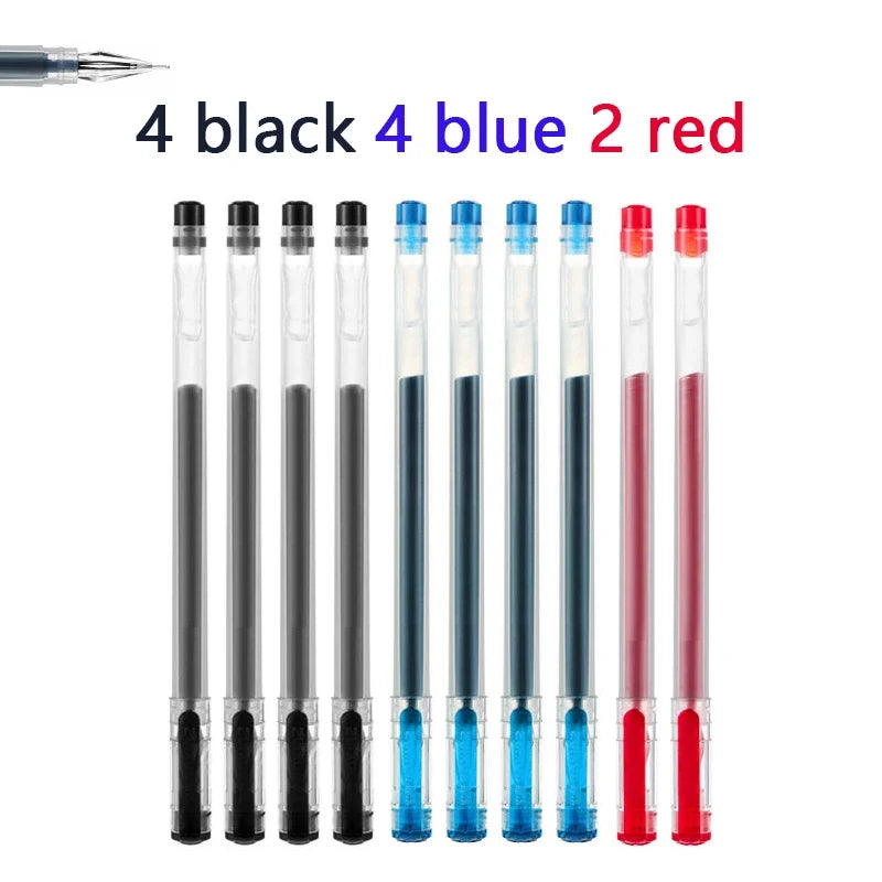 3-Mix Diamond Tip Gel Pens | Black Blue Red | 0.38mm Large Capacity Gel Pen Set Qme 4black 4blue 2red