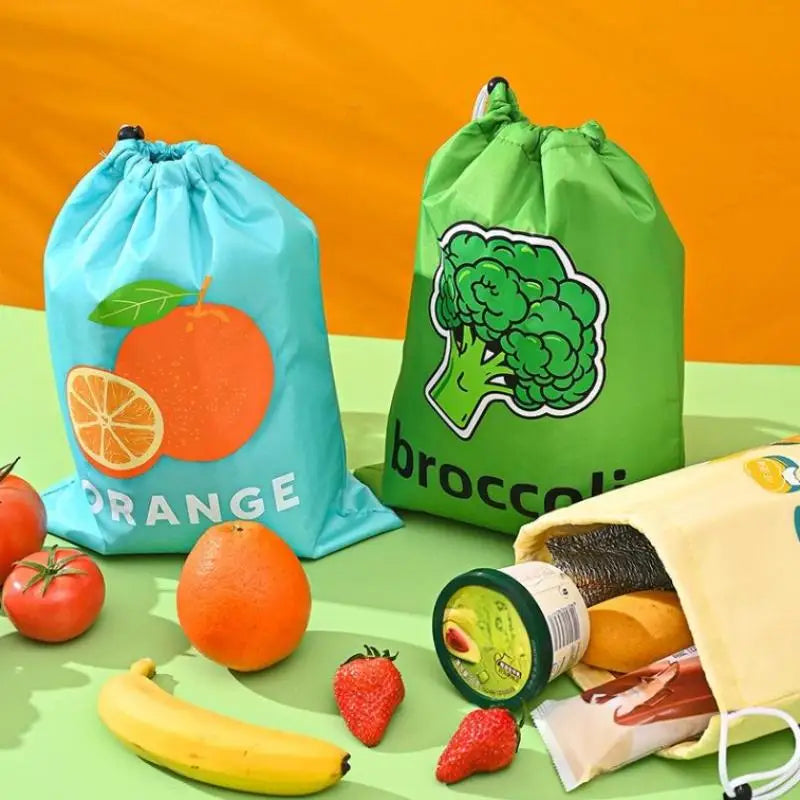 Reusable Fruit & Vegetable Insulated Fresh-Keeping Drawstring Bags Food Storage Bags Qst