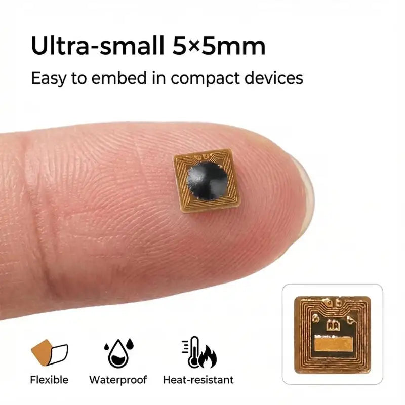 Micro NFC RFID Tag Sticker 5x5mm Programmable – Pet Tracking NFC RFID Tag Qme