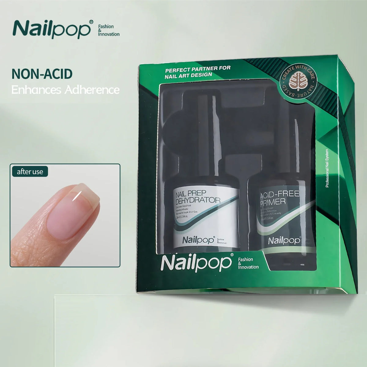 Nailpop Nail Dehydrator & Primer Set – Fast Dry Gel Polish Prep Nail Prep Set Qme