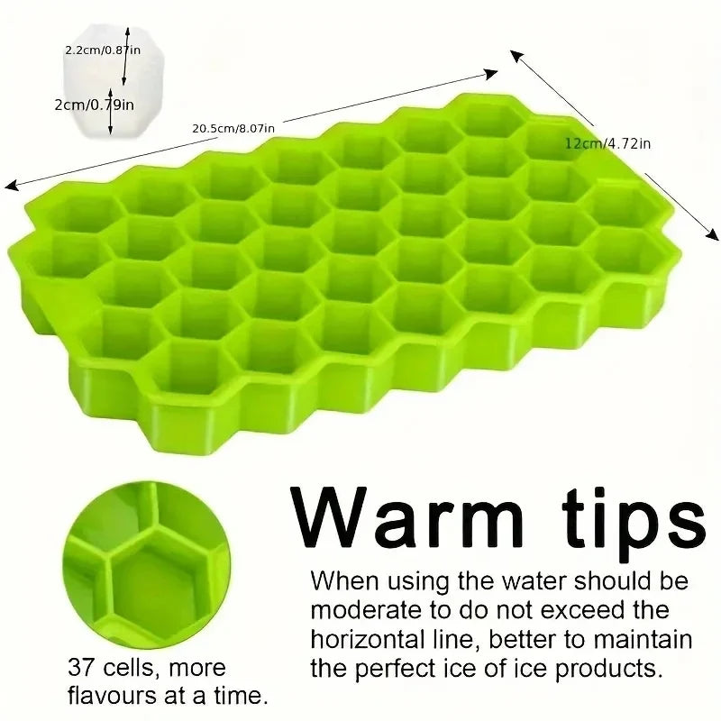 Silicone Honeycomb Ice Cube Tray Large Capacity Mold with Lid Silicone Ice Cube Tray Qme