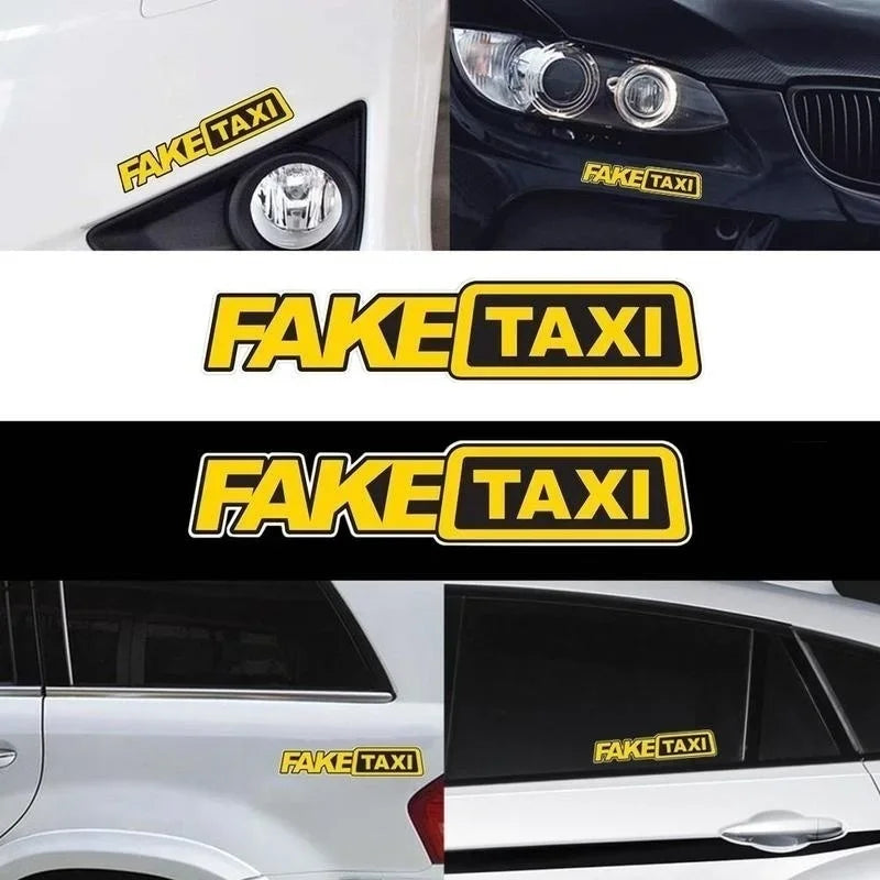 Funny Fake Taxi Car Window Sticker – Creative Vinyl Decal Car Window Decal Qme