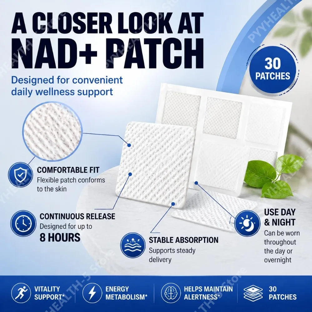 NAD+ Topical Patch – 30 Patches, 8-Hour Continuous Release Topical Wellness Patch Qst