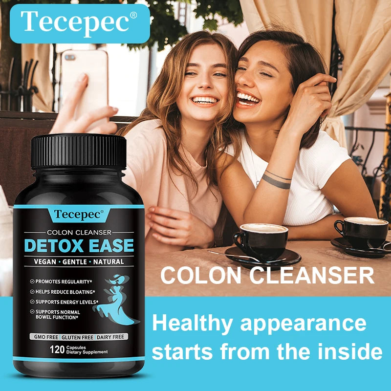 Tecepec Colon Cleanser Capsules – Vegan Fiber & Probiotics Digestive Supplement Qst