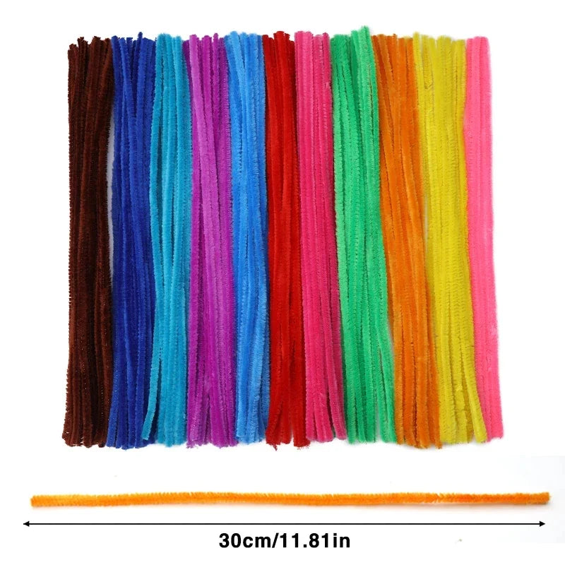 100PCS Colorful Chenille Pipe Cleaner Stems – DIY Craft Set DIY Craft Stems Qme