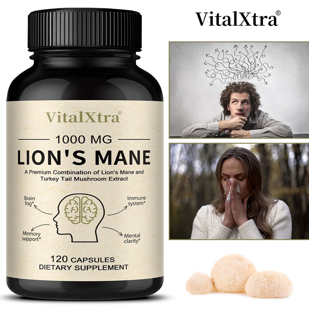 Organic Lion's Mane Mushroom Capsules – Focus & Brain Support Mushroom Supplement Qst