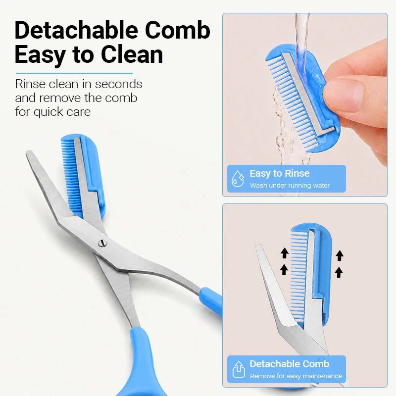 Eyebrow Scissors with Comb – Curved Precision Brow Trimmer Eyebrow Grooming Tool Qst