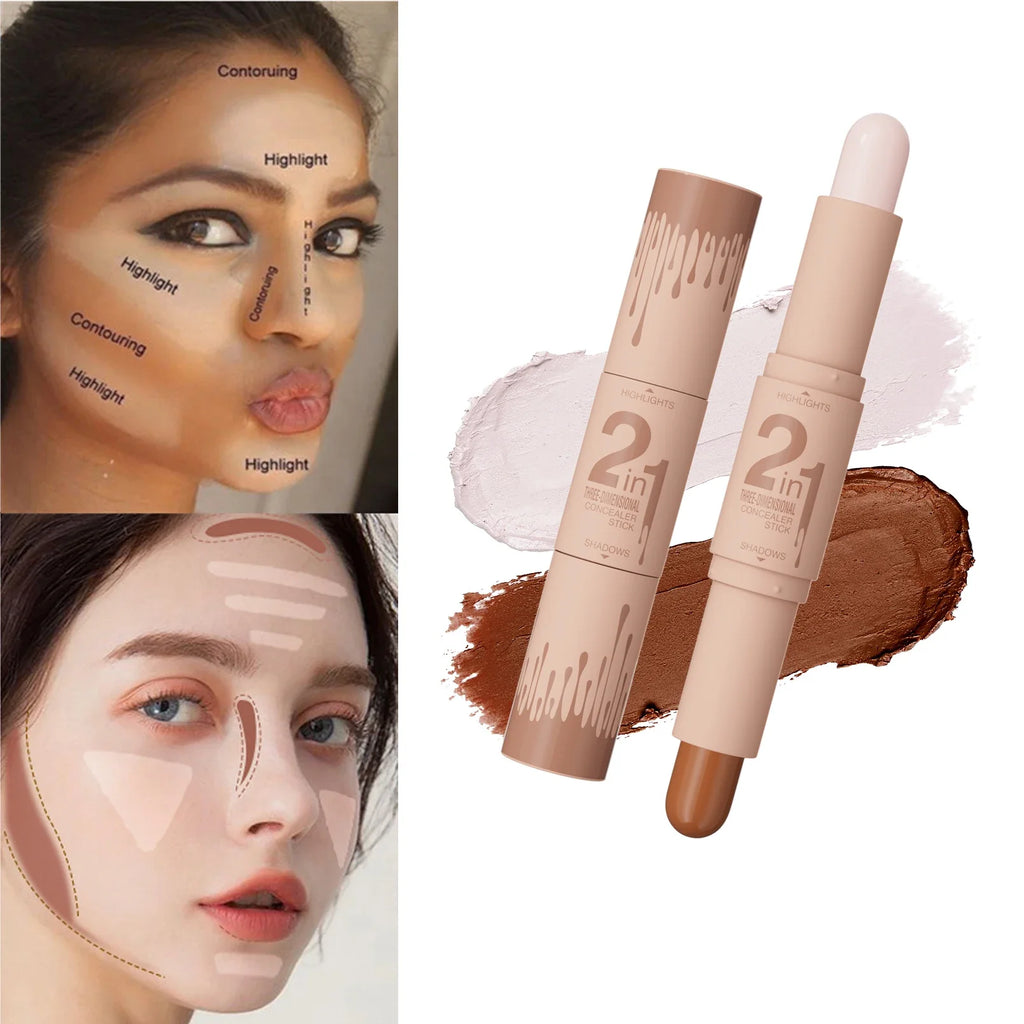 Qme Double-Ended Highlight & Contour Stick – 3D Sculpting Highlight Contour Stick Qme