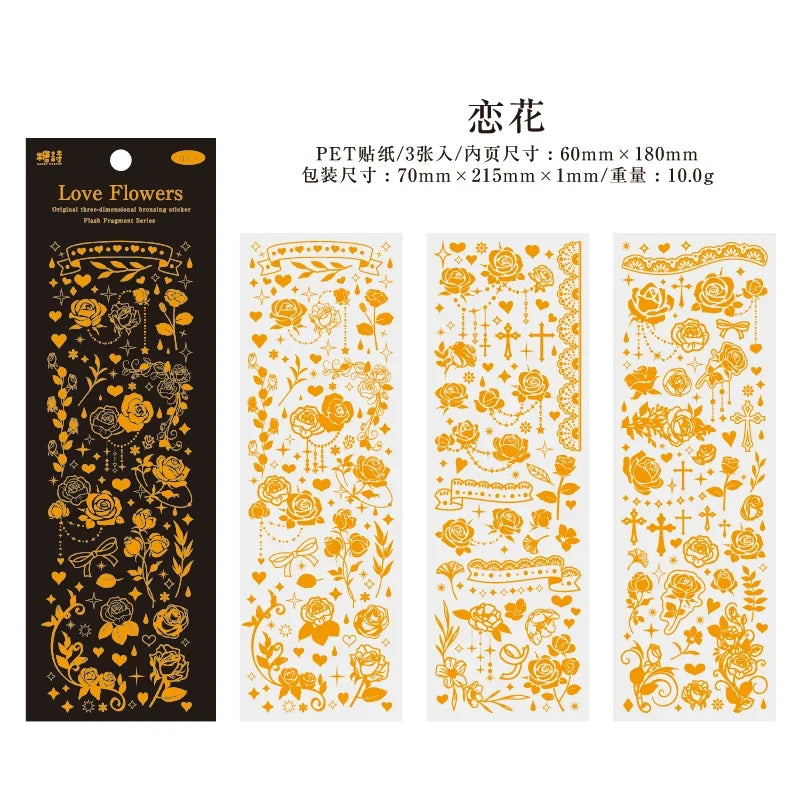 Waterproof Glitter Laser Cartoon Dot Stickers – 3 Pack | DIY Craft Decorative Stickers Qme A