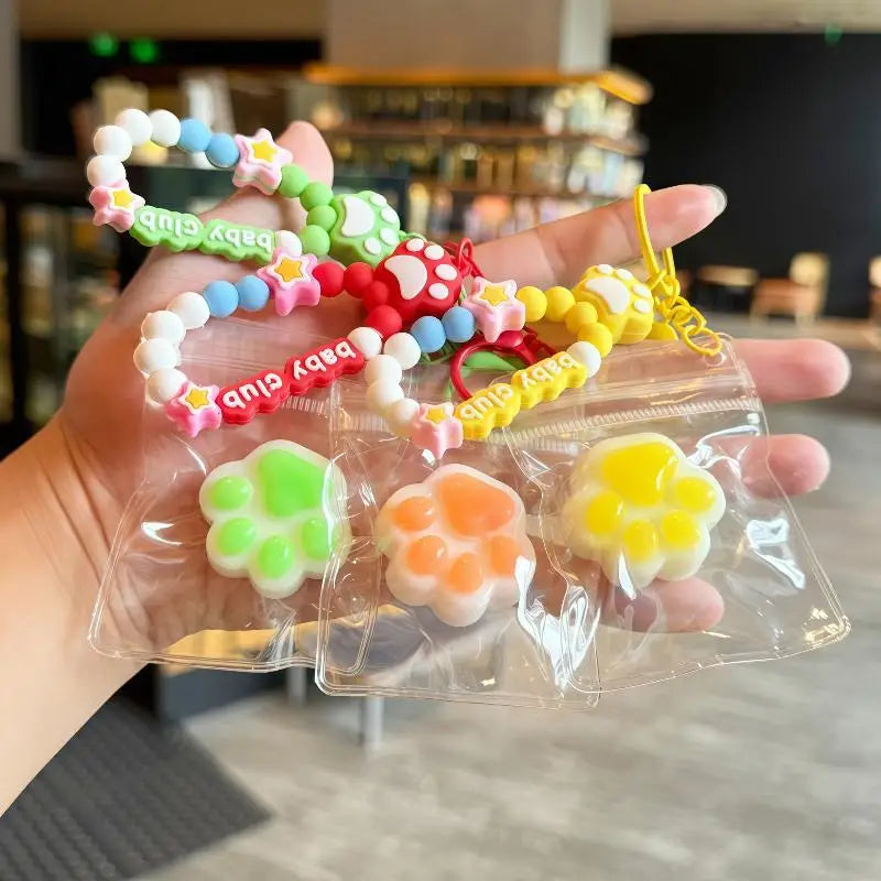 Cat Claw Squeeze Toy Mini Keychain – Transparent PVC, 15 Colors Novelty Keychain Toy Qme