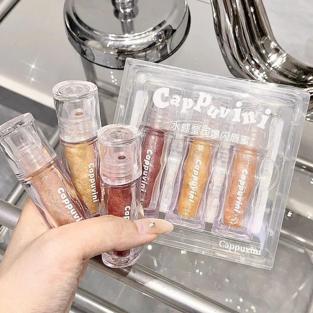 Moisturizing Glitter Lip Gloss – 6 Colors, Non-Sticky Formula Glitter Lip Gloss Qme