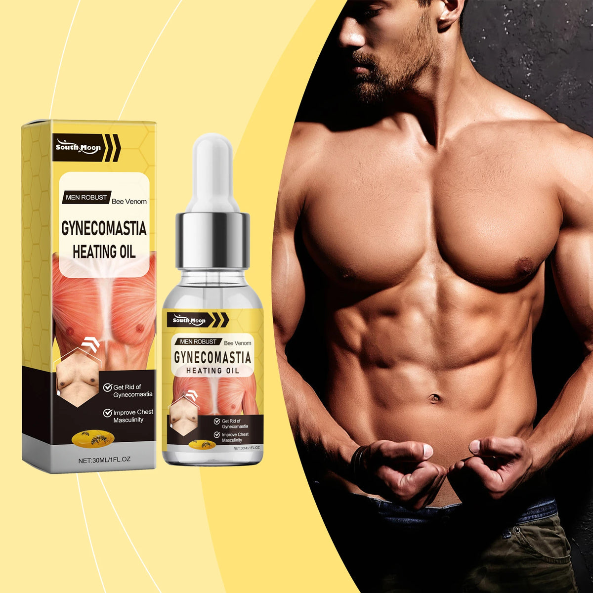 Men's Chest Firming Sculpting Massage Oil 30ml | South Moon Body Sculpting Oil Qst