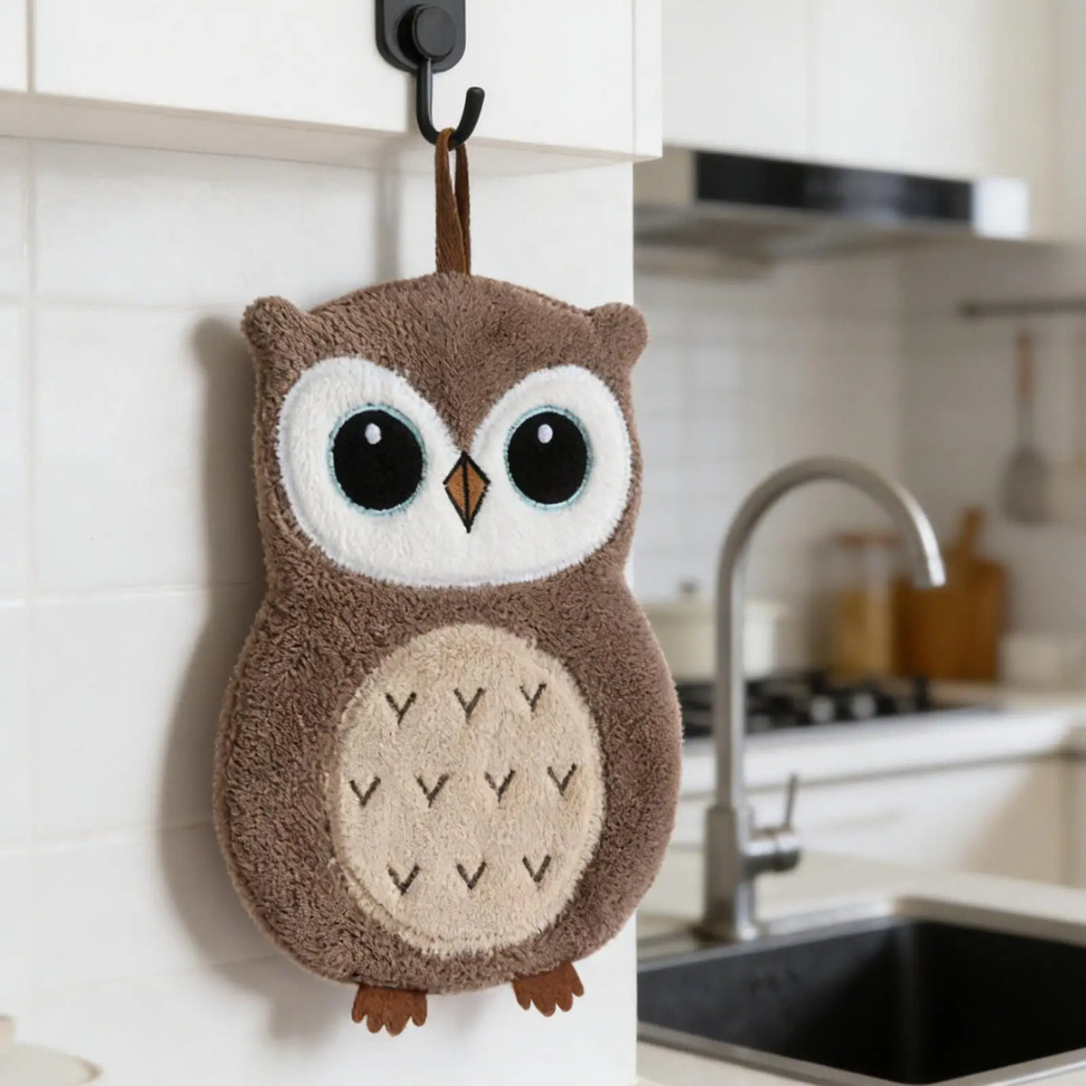 Owl Animal Print Hand Towel – Absorbent Hanging Bath & Kitchen Decorative Hand Towel Qst