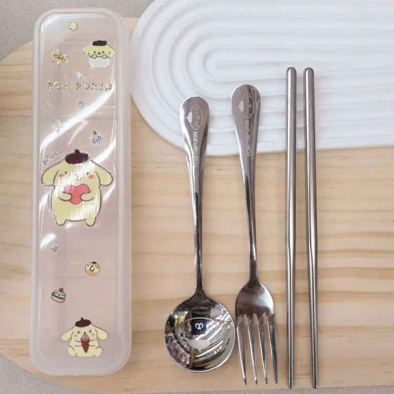 Kuromi 3-Piece Stainless Steel Portable Cutlery Set Portable Cutlery Set Qme 5