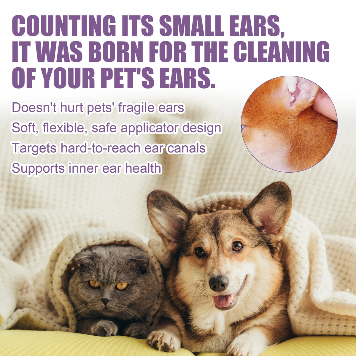 Yegbong Pet Ear Cleaner for Cats & Dogs – 118ml Ear Wash Pet Ear Cleaner Qst