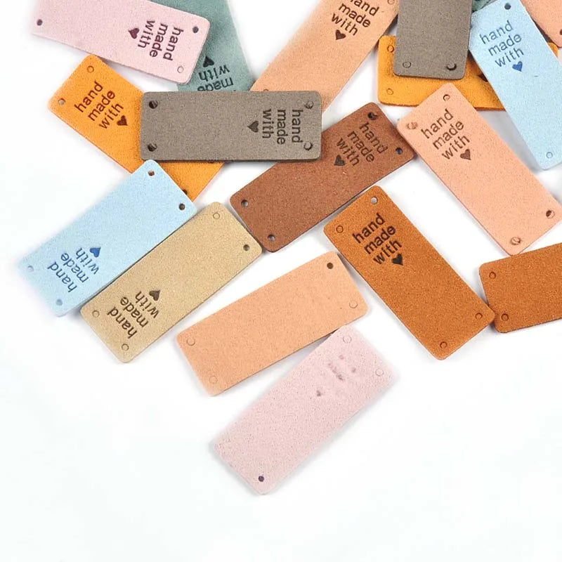 Embossed Leather Sew-On Labels for Handmade Crafts | 2x5cm Sew-On Craft Labels Qme