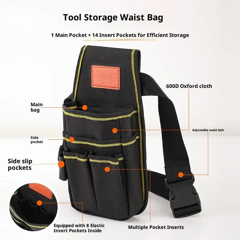 Multi-Layer Electrician Tool Waist Bag – Adjustable Oxford Pouch Tool Waist Bag Qme