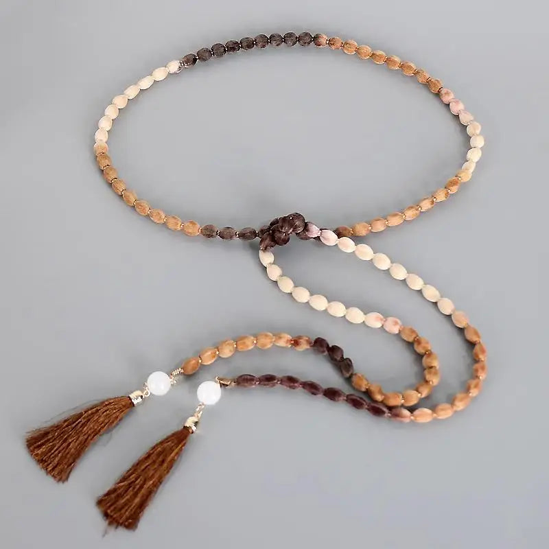 Women's Braided Rope Waist Belt Long Tassel Boho Waistband Rope Waist Belt Qst Brown