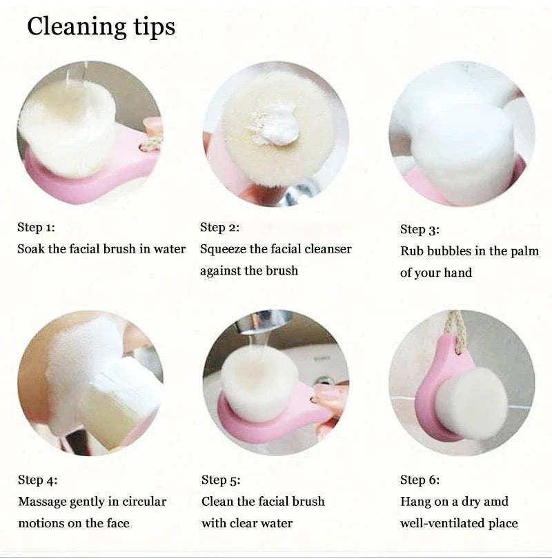 Facial Cleansing Brush – Wooden Handle & Soft Bristles Facial Cleansing Brush Qme