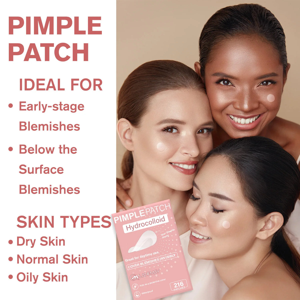 Hydrocolloid Acne Patches 96-Count – Invisible Spot Treatment Acne Spot Patches Qst