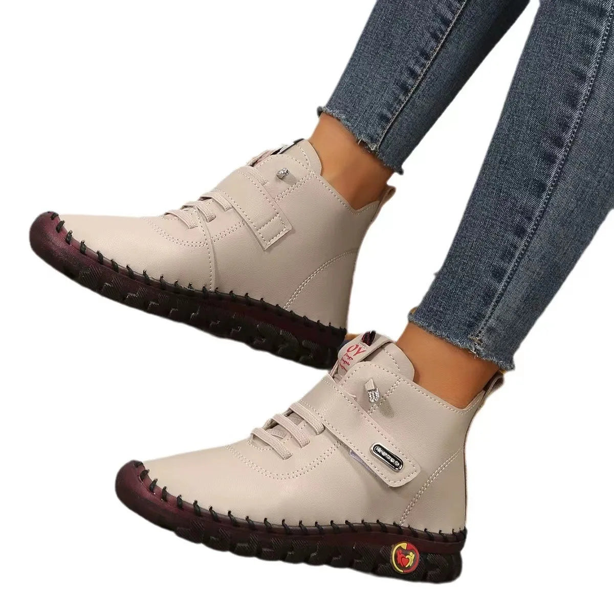 Women's Winter Plush-Lined Ankle Boots – Platform & Waterproof Women's Ankle Boots Qst