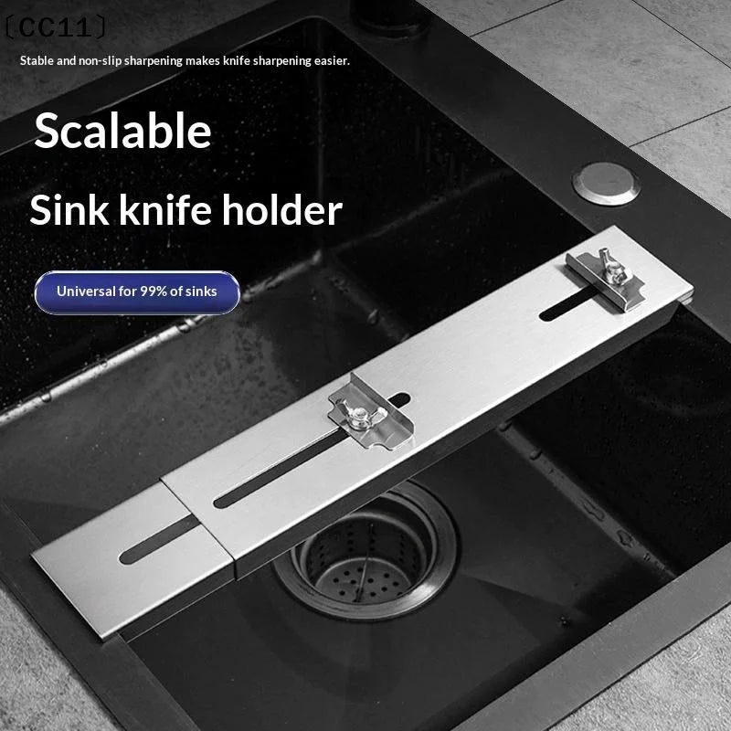 Stainless Steel Retractable Sink Whetstone Holder & Stone Rack Whetstone Holder Qme